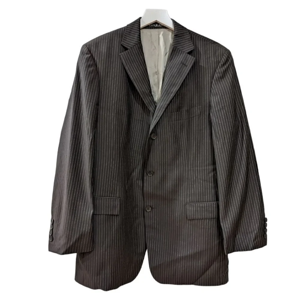 Hugo Boss Scorsese/Movie 100% Virgin Wool Black & Gold Pinstripe Suit 40R